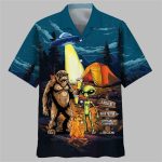 Camping Alien Bigfoot Area 51 Hawaiian Shirt