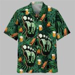 Camping Bigfoot Alien Fire And Beer Hawaiian Shirt