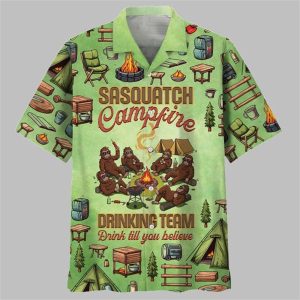 Sasquatch Campfire Drinking Team Hawaiian Shirt