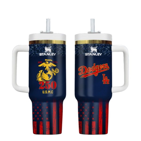 LA Dodgers US USMC 250th Birthday Tumbler 2025 1 2