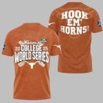 Longhorns Women's 2025 College World Series Hook Em Horns Shirt