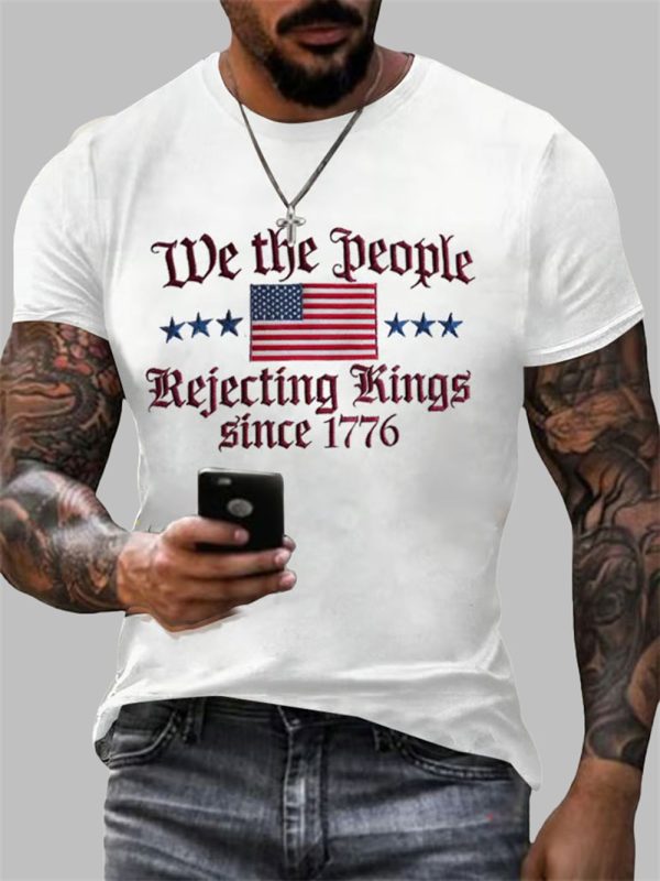 Mens FDT We The People Rejecting Kings Since 1776 Printed Casual T Shirt 3