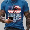 Mens Independence Day FDT REJECTING KINGS SINCE 1776 Printed T Shirt 4