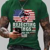 Mens Independence Day FDT REJECTING KINGS SINCE 1776 Printed T Shirt 5