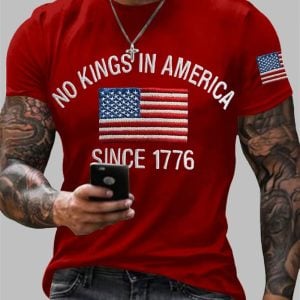 Men's No Kings In America Print Casual T-shirt