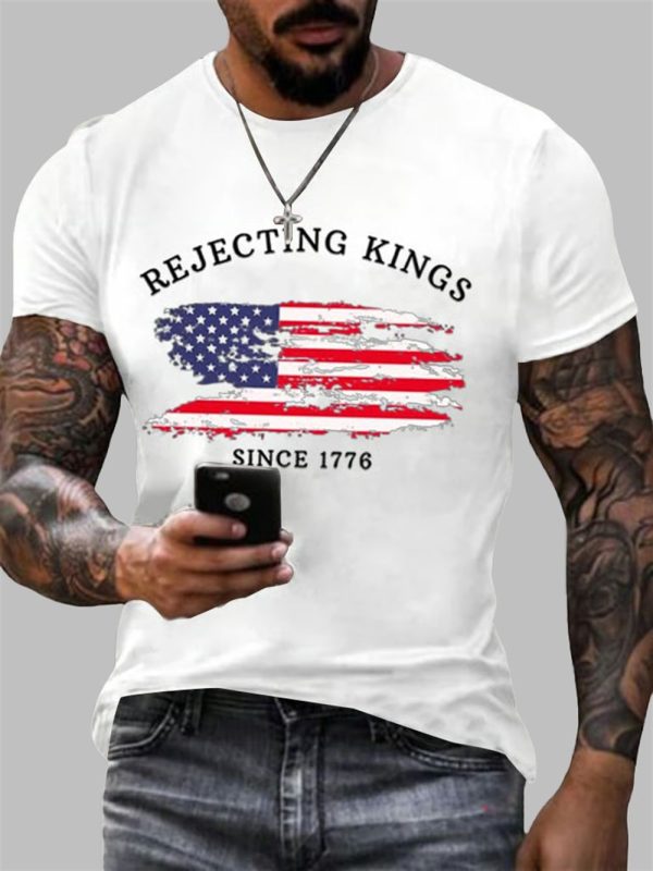 Men's Rejecting Kings Since 1776 Printed Casual T-Shirt
