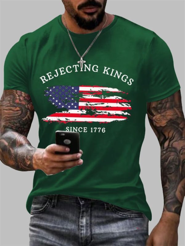 Mens Rejecting Kings Since 1776 Printed Casual T Shirt 5