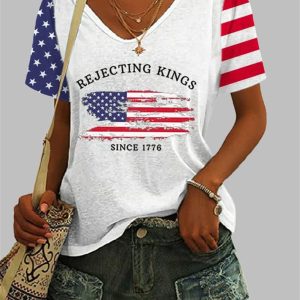 No Kings Nope Protest Print Short Sleeve Shirt