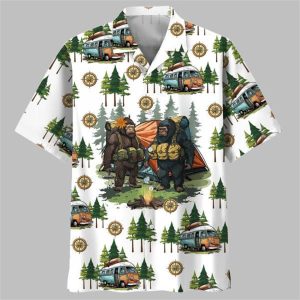 Camping Bigfoot Husband And Wife Hawaiian Shirt 1