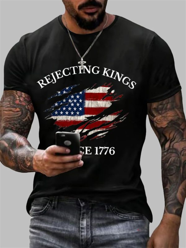 Rejecting Kings Since 1776 Print Casual T Shirt 1