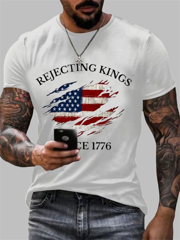 Rejecting Kings Since 1776 Print Casual T Shirt 2