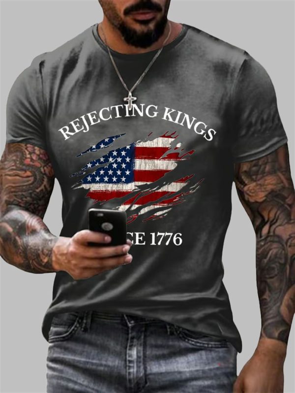 Rejecting Kings Since 1776 Print Casual T Shirt 3