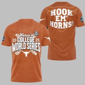 Longhorns Womens 2025 College World Series Hook Em Horns Shirt 1
