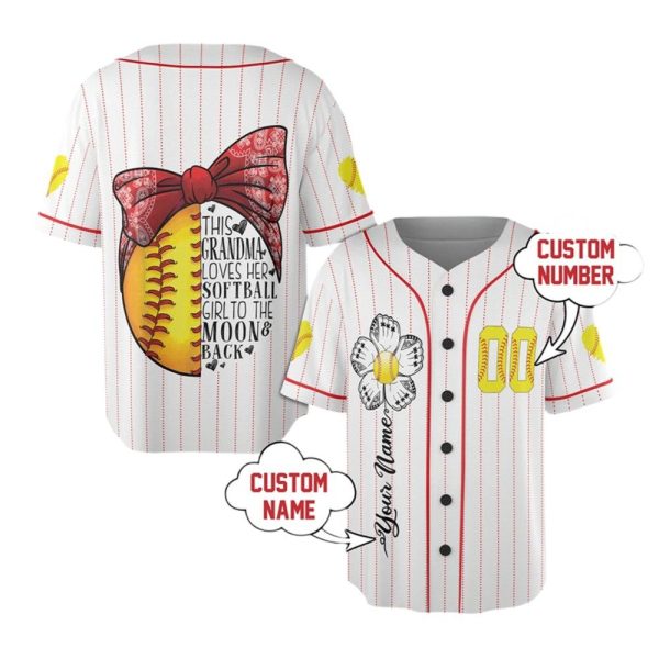 This Grandma Loves Her Softball Girl To The Moon Back Jersey 1 2