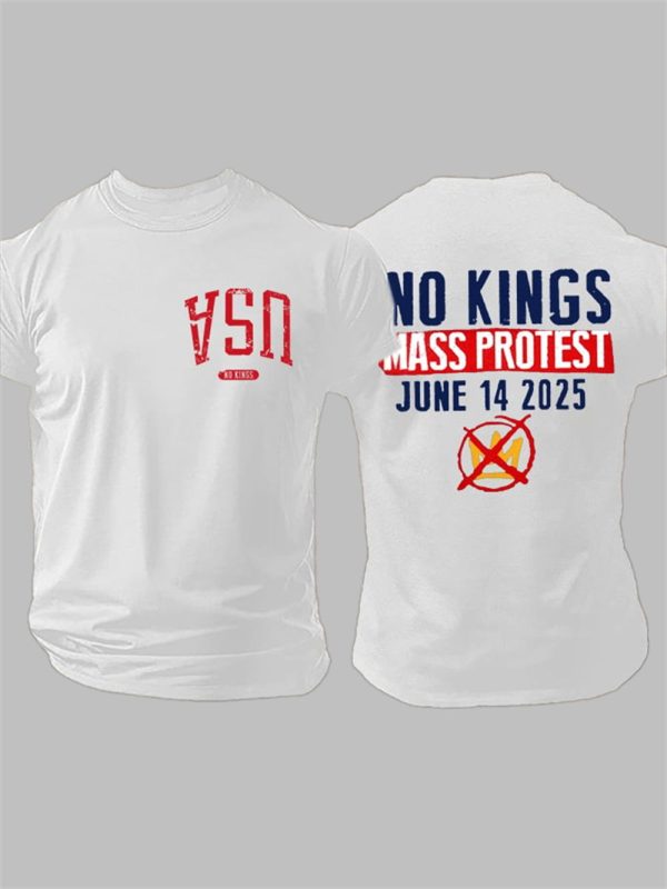 Upside Down USA No Kings Mass Protest June 14 2025 Print T Shirt 1