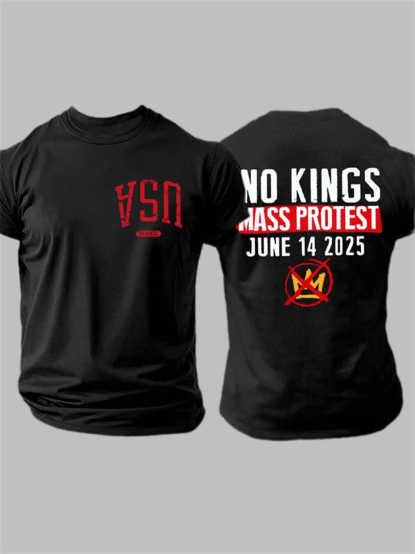 Upside Down USA No Kings Mass Protest June 14 2025 Print T Shirt 4
