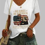 V-neck No Kings In America No One Is Above The Law Print T-shirt