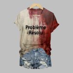 Women's Bloody Probleme Resolu Halloween 2025 Print V-Neck T-Shirt