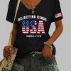 Womens Casual Fdt Rejecting Kings USA Since 1776 Print T Shirt 2