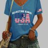 Womens Casual Fdt Rejecting Kings USA Since 1776 Print T Shirt 3