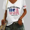 Womens Casual Fdt Rejecting Kings USA Since 1776 Print T Shirt 4