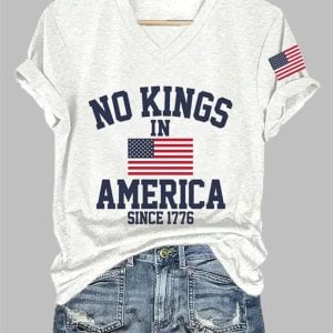 Women's No Kings In America Printed Casual T-Shirt