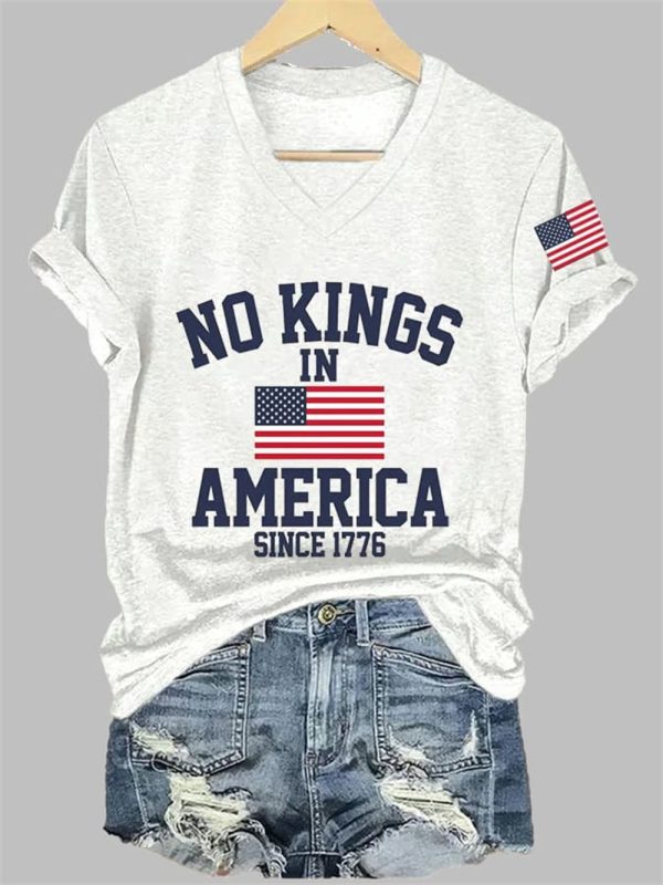 Women's No Kings In America Printed Casual T-Shirt
