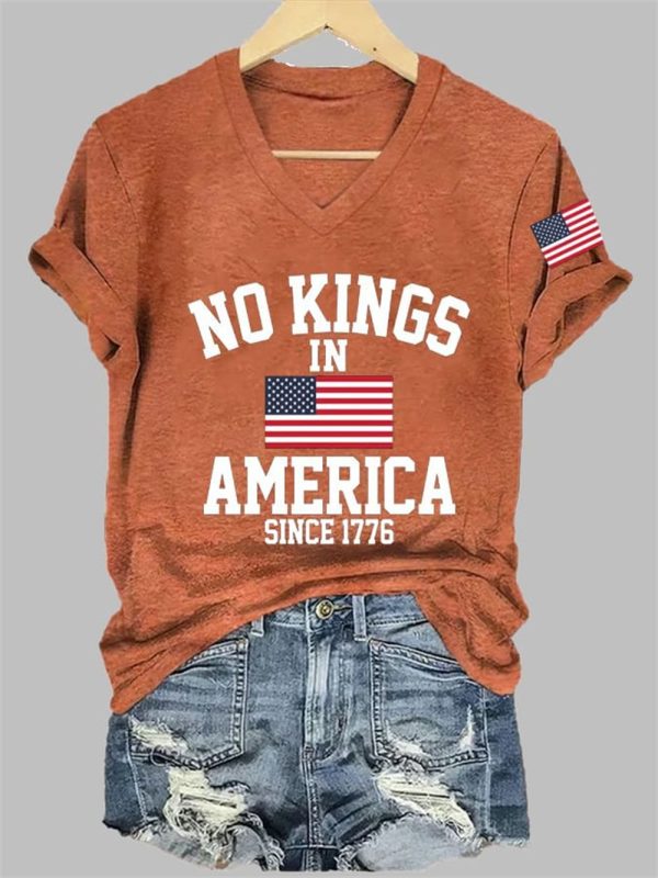 Womens No Kings In America Printed Casual T Shirt 3