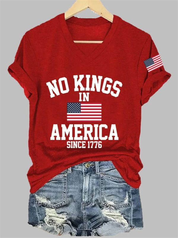 Womens No Kings In America Printed Casual T Shirt 4