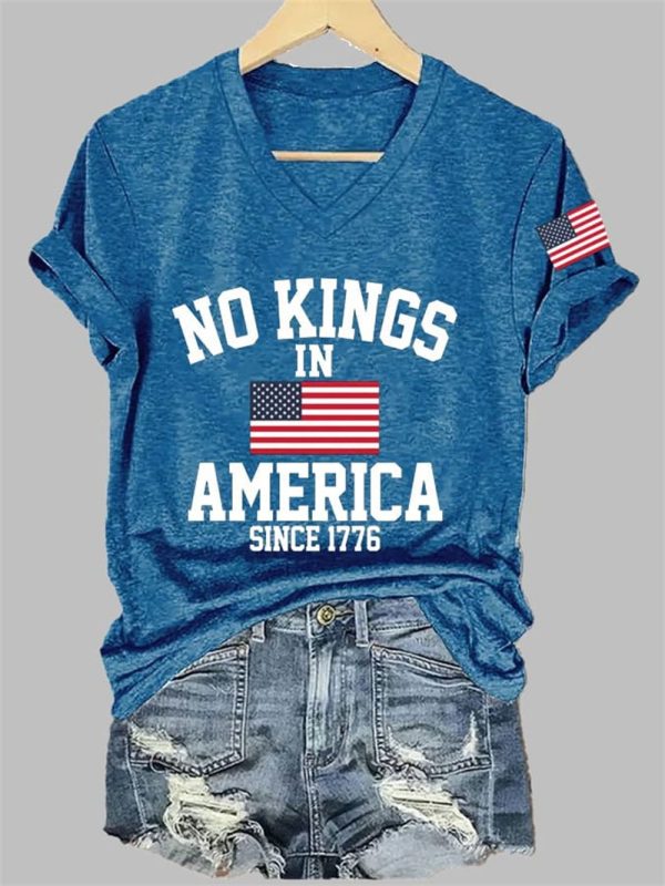 Womens No Kings In America Printed Casual T Shirt 5