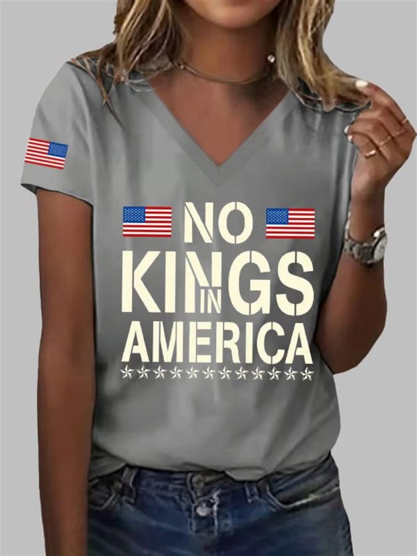 Womens No Kings In America Printed T Shirt 9
