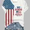 Women's No Kings In America Since 1776 Print V-Neck T-Shirt