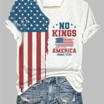 Women's No Kings In America Since 1776 Print V-Neck T-Shirt