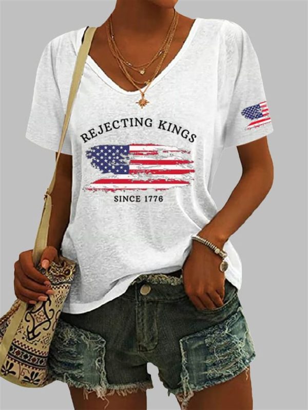 Women's Rejecting Kings Since 1776 Print Short Sleeve T-Shirt