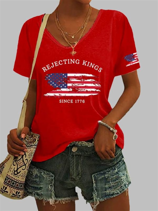 Womens Rejecting Kings Since 1776 Print Short Sleeve T Shirt 2