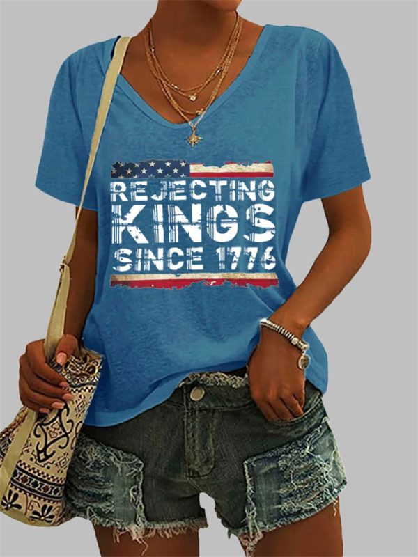 Women's Rejecting Kings Since 1776 Print T-Shirt