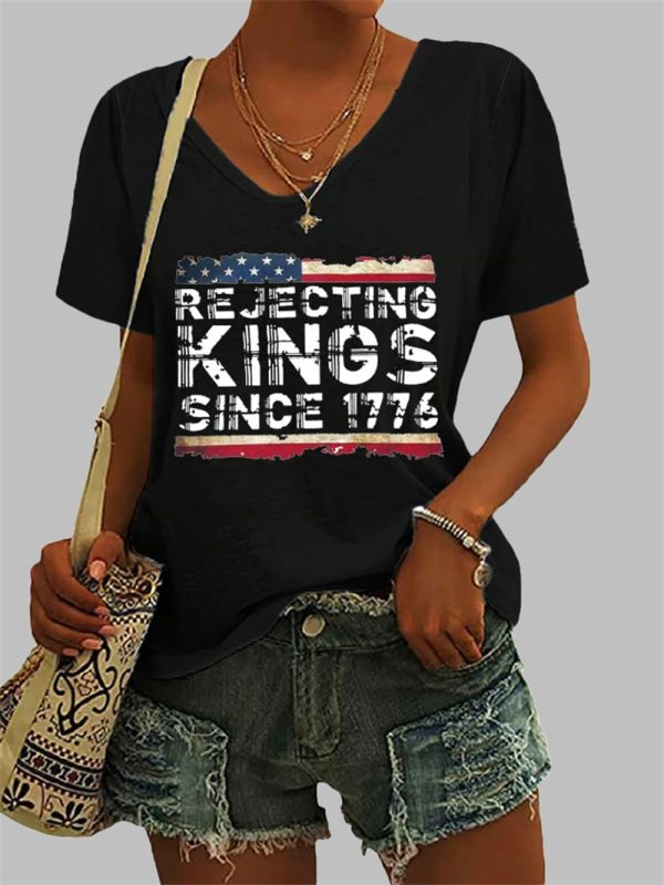 Womens Rejecting Kings Since 1776 Print T Shirt 2