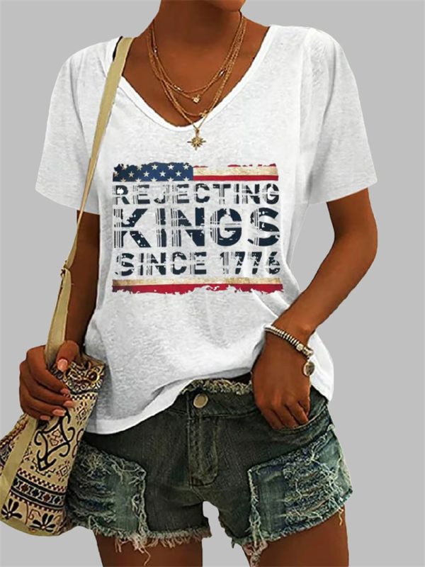 Womens Rejecting Kings Since 1776 Print T Shirt 3