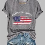 Women's Rejecting Kings Since 1776 Printed Casual T-Shirt