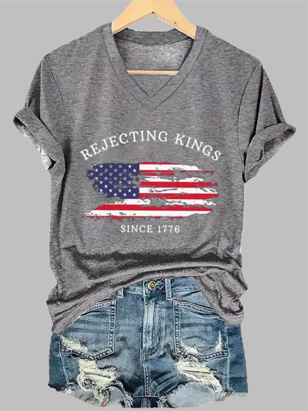 Women's Rejecting Kings Since 1776 Printed Casual T-Shirt