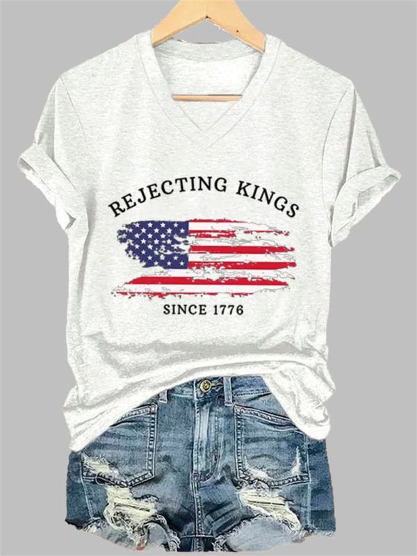 Womens Rejecting Kings Since 1776 Printed Casual T Shirt 3