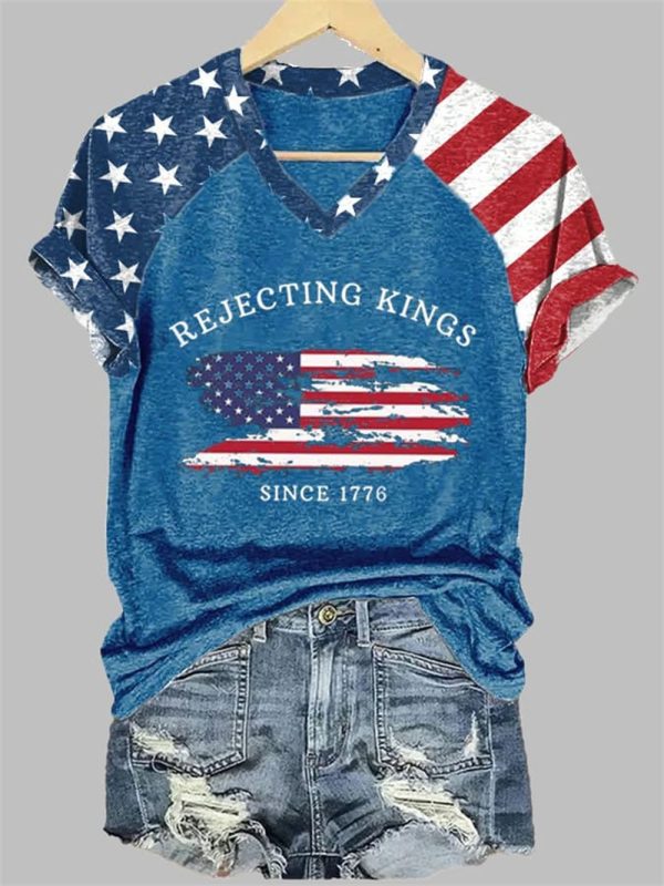 Womens Rejecting Kings Since 1776 Printed T Shirt 2