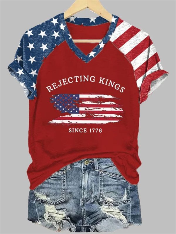 Womens Rejecting Kings Since 1776 Printed T Shirt 3