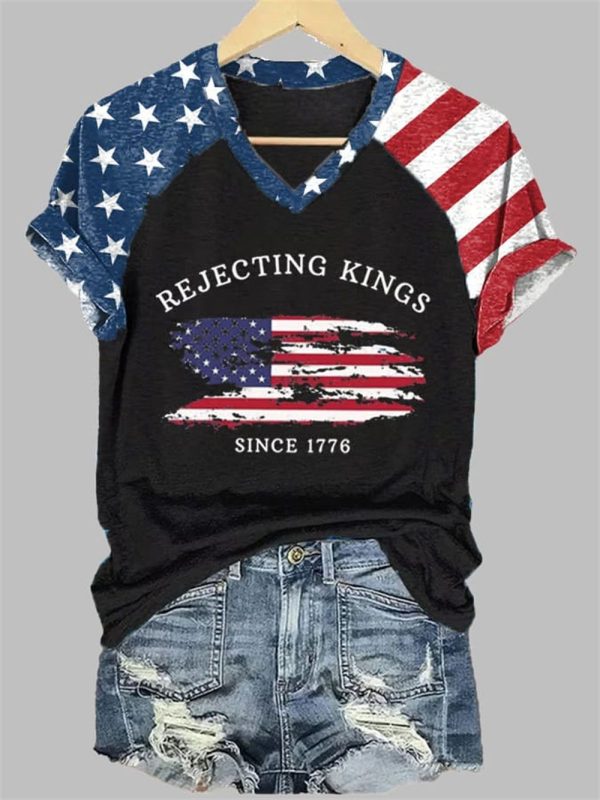 Womens Rejecting Kings Since 1776 Printed T Shirt 4