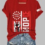Women's Retro No Kings Nope Protest Print Short Sleeve T-Shirt
