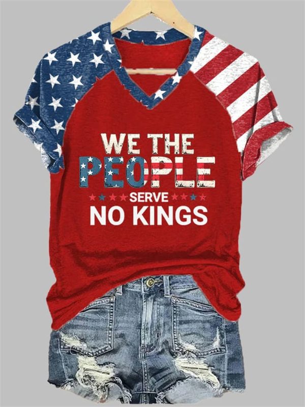 Womens We The People Serve No Kings Printed Casual T Shirt 2