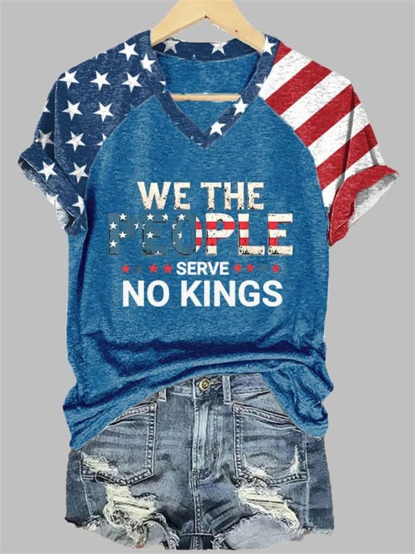 Womens We The People Serve No Kings Printed Casual T Shirt 3