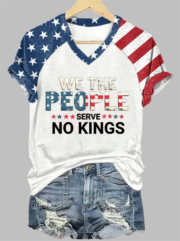 Womens We The People Serve No Kings Printed Casual T Shirt 4