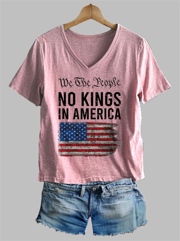Women's We The Prople No Kings In America Printed T-Shirt