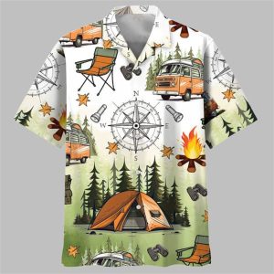 Camping Tent Compass Hawaiian Shirt 1